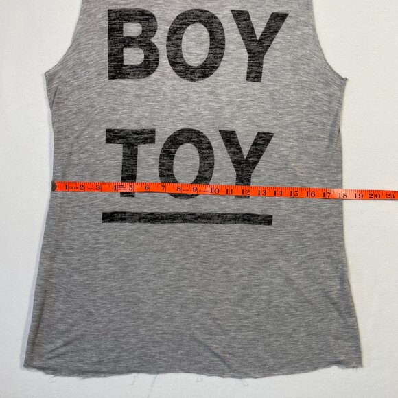 Zoe Karssen Boy Toy Tee Size L Gray Sleeveless Tank Graphic - Picture 8 of 11